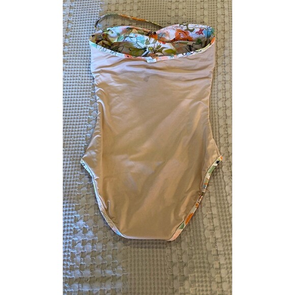 J. Crew One Piece Swimsuit Sz 6 Peach Green Floral Strapless r w/ Strap J.Crew - Picture 10 of 12